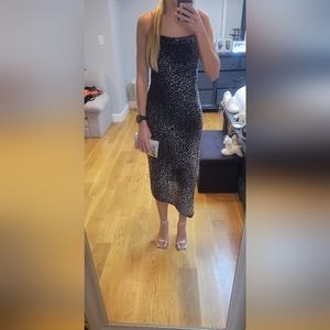 Topshop asymmetrical animal print velour dress